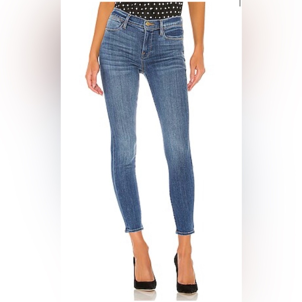 Frame Le High Skinny Jeans in Medium Blue Wash - Poe - Size 26